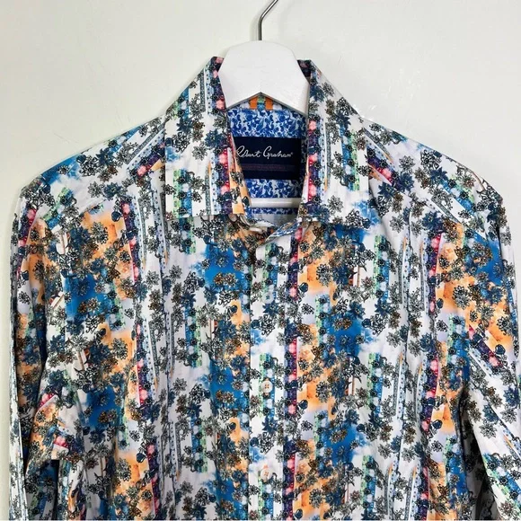 Robert Graham Tailored Fit Button Down Shirt Multi Color Long Sleeve